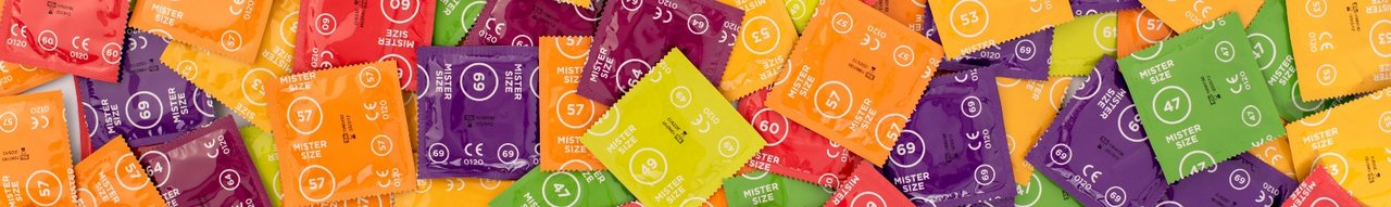 Farverig blanding af Mister Size-kondomer
